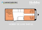 Hobby De Luxe 540 UL model 2024 caravan plattegrond slapen