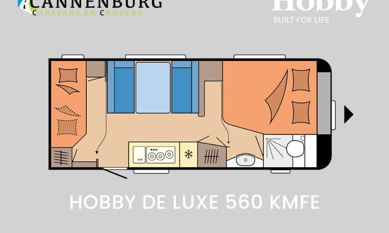 Hobby De Luxe 560 KMFe model 2024 caravan plattegrond