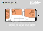 Hobby De Luxe 560 KMFe model 2024 caravan plattegrond slapen