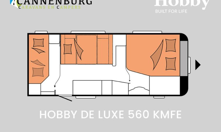 Hobby De Luxe 560 KMFe model 2024 caravan plattegrond slapen