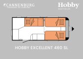 Hobby Excellent 460 SL model 2024 caravan plattegrond slapen