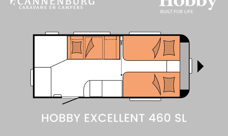 Hobby Excellent 460 SL model 2024 caravan plattegrond slapen