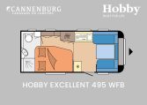 Hobby Excellent 495 WFB model 2024 caravan plattegrond