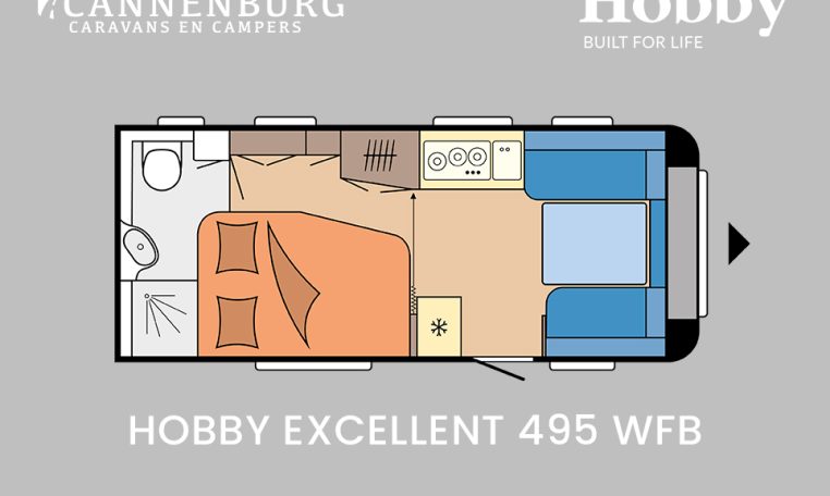 Hobby Excellent 495 WFB model 2024 caravan plattegrond