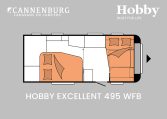 Hobby Excellent 495 WFB model 2024 caravan plattegrond slapen