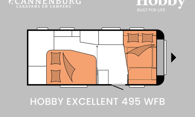 Hobby Excellent 495 WFB model 2024 caravan plattegrond slapen