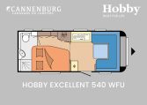 Hobby Excellent 540 WFU model 2024 caravan plattegrond