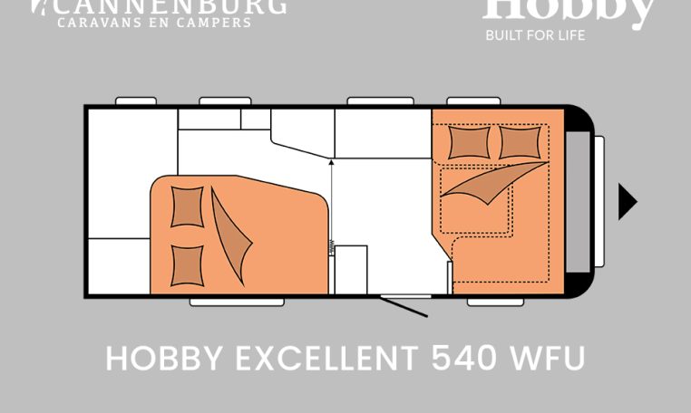 Hobby Excellent 540 WFU model 2024 caravan plattegrond slapen