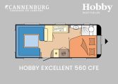 Hobby Excellent 560 CFe model 2024 caravan plattegrond