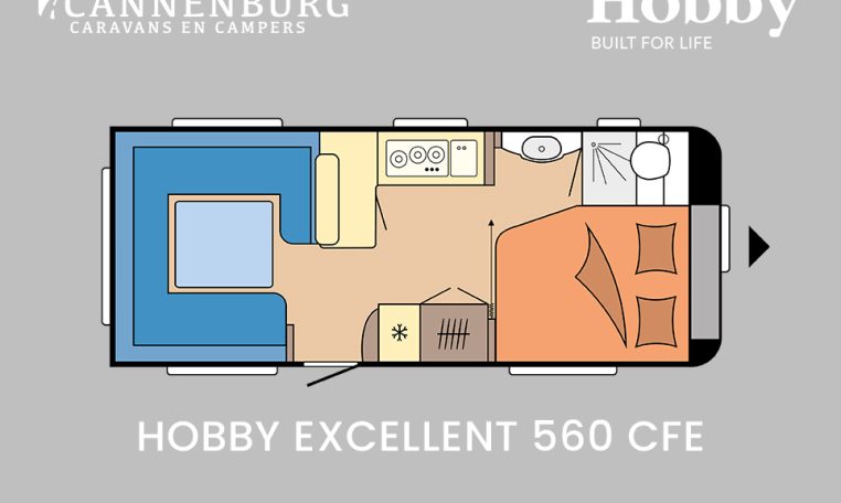 Hobby Excellent 560 CFe model 2024 caravan plattegrond