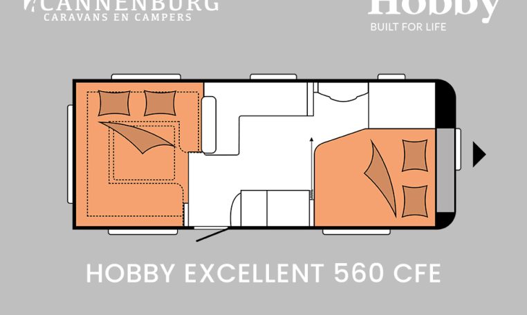 Hobby Excellent 560 CFe model 2024 caravan plattegrond slapen