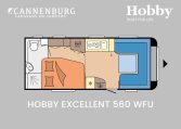 Hobby Excellent 560 WFU model 2024 caravan plattegrond