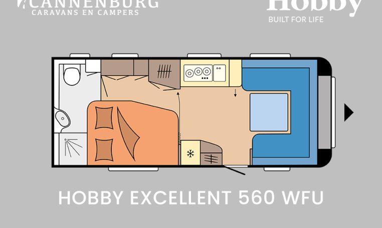 Hobby Excellent 560 WFU model 2024 caravan plattegrond
