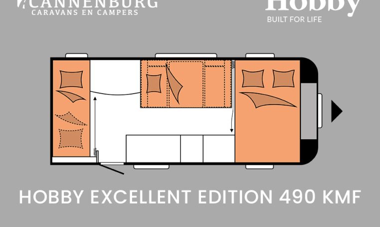 Hobby Excellent Edition 490 KMF model 2024 caravan plattegrond slapen