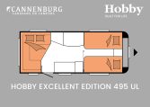 Hobby Excellent Edition 495 UL model 2024 caravan plattegrond slapen