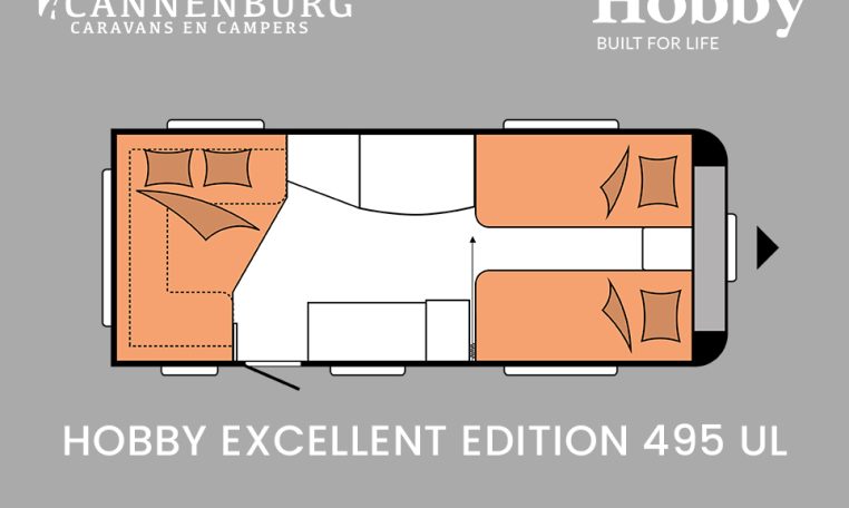 Hobby Excellent Edition 495 UL model 2024 caravan plattegrond slapen