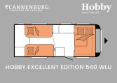 Hobby Excellent Edition 540 WLU model 2024 caravan plattegrond slapen