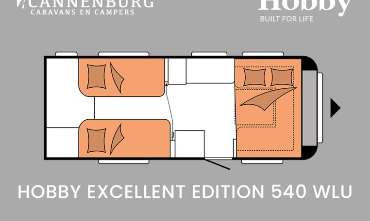 Hobby Excellent Edition 540 WLU model 2024 caravan plattegrond slapen