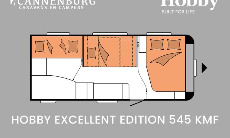 Hobby Excellent Edition 545 KMF model 2024 caravan plattegrond slapen