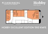 Hobby Excellent Edition 560 KMFe model 2024 caravan plattegrond slapen