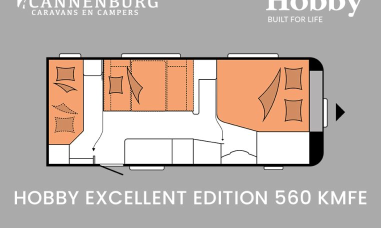 Hobby Excellent Edition 560 KMFe model 2024 caravan plattegrond slapen