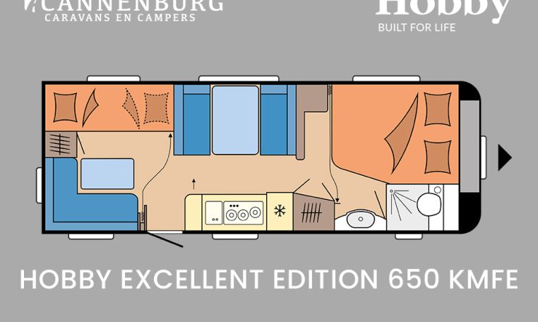 Hobby Excellent Edition 650 KMFe model 2024 caravan plattegrond