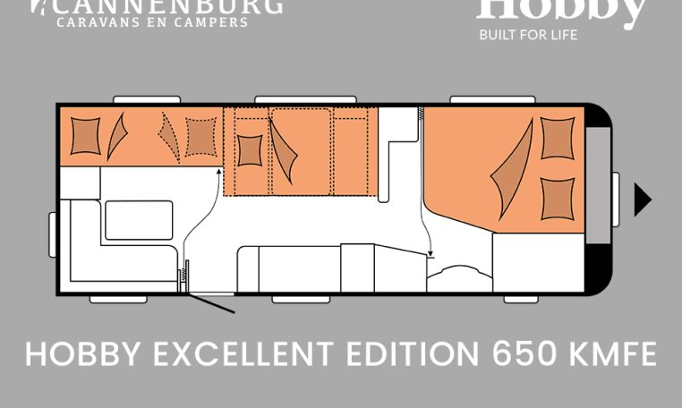 Hobby Excellent Edition 650 KMFe model 2024 caravan plattegrond slapen