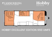 Hobby Excellent Edition 650 UMFe model 2024 caravan plattegrond slapen