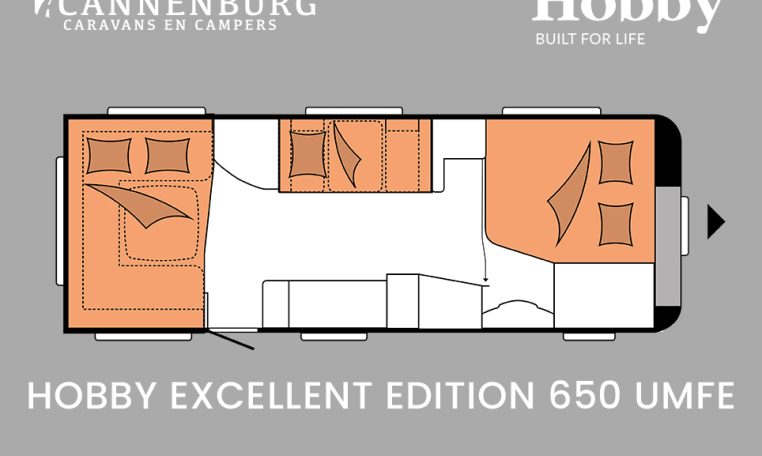 Hobby Excellent Edition 650 UMFe model 2024 caravan plattegrond slapen