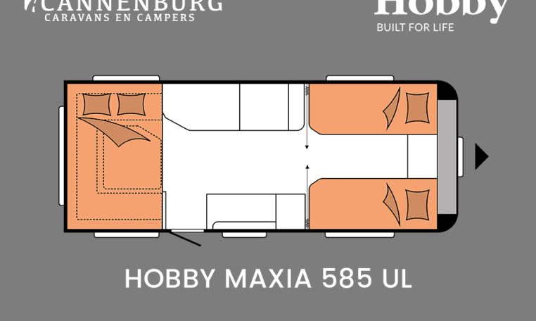 Hobby Maxia 585 UL model 2024 caravan plattegrond slapen