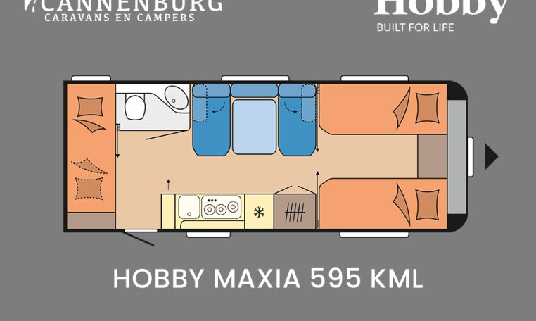 Hobby Maxia 595 KML model 2024 caravan plattegrond