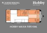 Hobby Maxia 595 KML model 2024 caravan plattegrond slapen