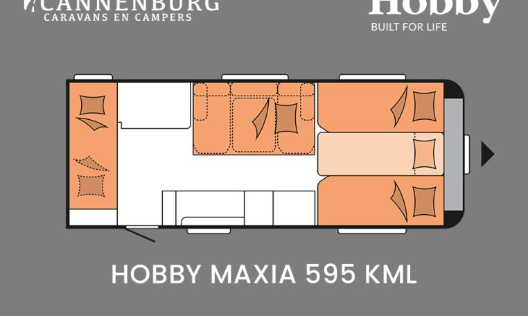 Hobby Maxia 595 KML model 2024 caravan plattegrond slapen