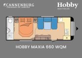 Hobby Maxia 660 WQM model 2024 caravan plattegrond