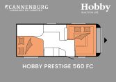 Hobby Prestige 560 FC model 2024 caravan plattegrond slapen