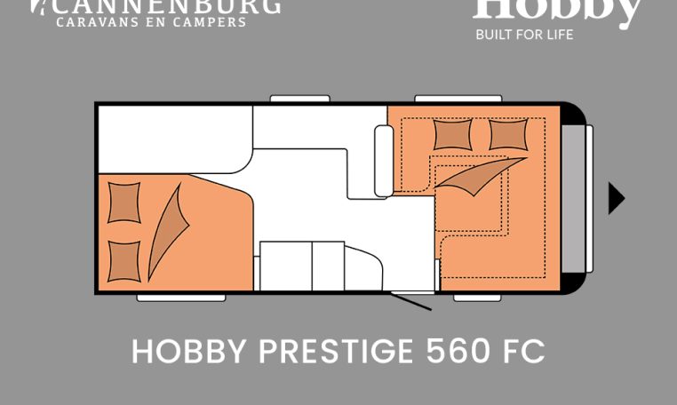 Hobby Prestige 560 FC model 2024 caravan plattegrond slapen