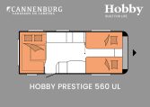 Hobby Prestige 560 UL model 2024 caravan plattegrond slapen