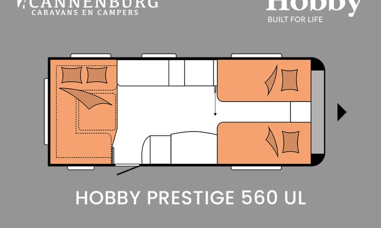 Hobby Prestige 560 UL model 2024 caravan plattegrond slapen