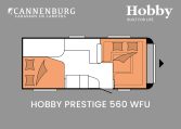 Hobby Prestige 560 WFU model 2024 caravan plattegrond slapen