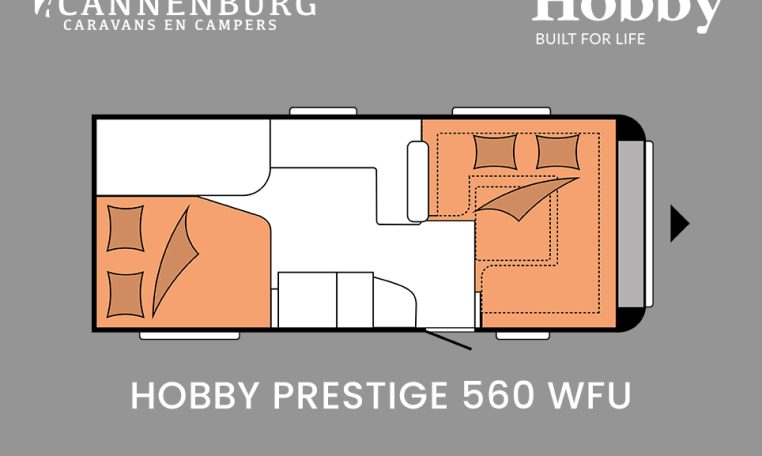 Hobby Prestige 560 WFU model 2024 caravan plattegrond slapen
