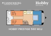 Hobby Prestige 560 WLU model 2024 caravan plattegrond