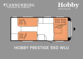 Hobby Prestige 560 WLU model 2024 caravan plattegrond slapen