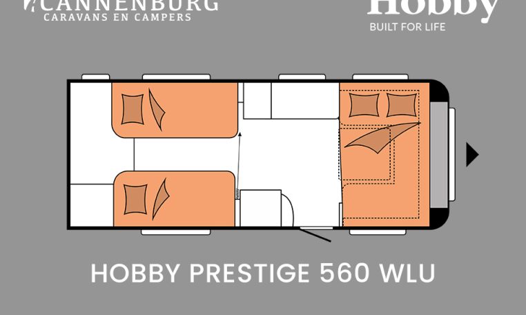 Hobby Prestige 560 WLU model 2024 caravan plattegrond slapen