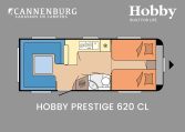 Hobby Prestige 620 CL model 2024 caravan plattegrond