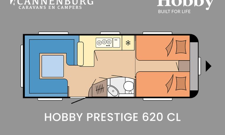 Hobby Prestige 620 CL model 2024 caravan plattegrond