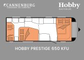 Hobby Prestige 650 KFU model 2024 caravan plattegrond slapen