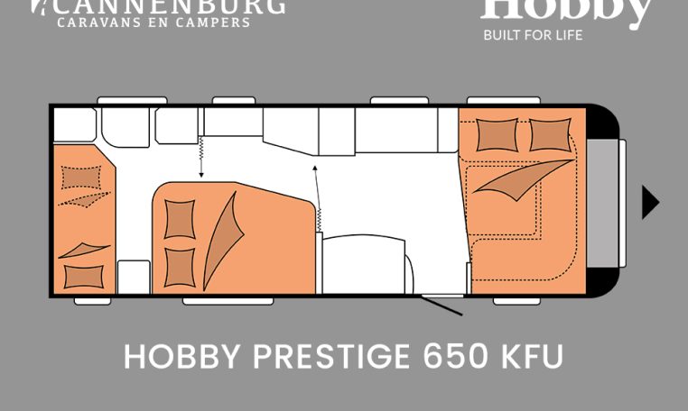 Hobby Prestige 650 KFU model 2024 caravan plattegrond slapen