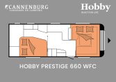 Hobby Prestige 660 WFC model 2024 caravan plattegrond slapen