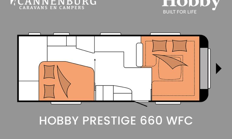 Hobby Prestige 660 WFC model 2024 caravan plattegrond slapen