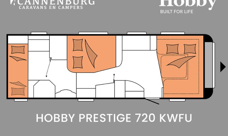 Hobby Prestige 720 KWFU model 2024 caravan plattegrond slapen